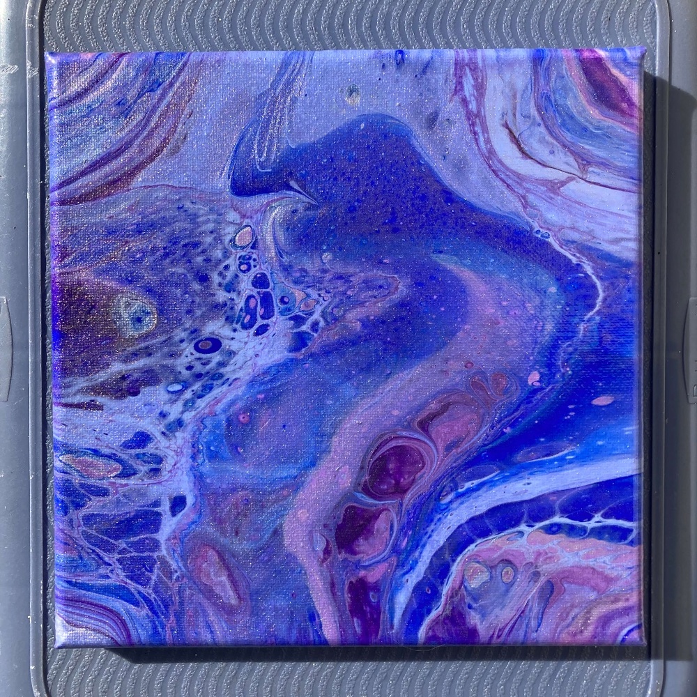 Moonshine 8"x8" Painting by Color Fluent Art (Purple/Blue/Silver)